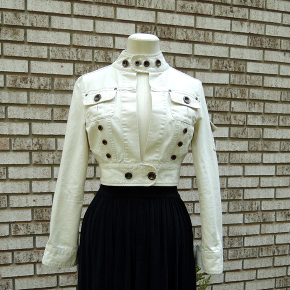 original star jeans Jackets & Blazers - OOAK Steampunk inspired Cream/White Jean Jacket